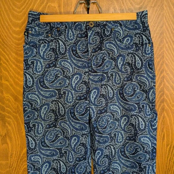 Ralph Lauren blue paisley pants - size 6 - Picture 2 of 6